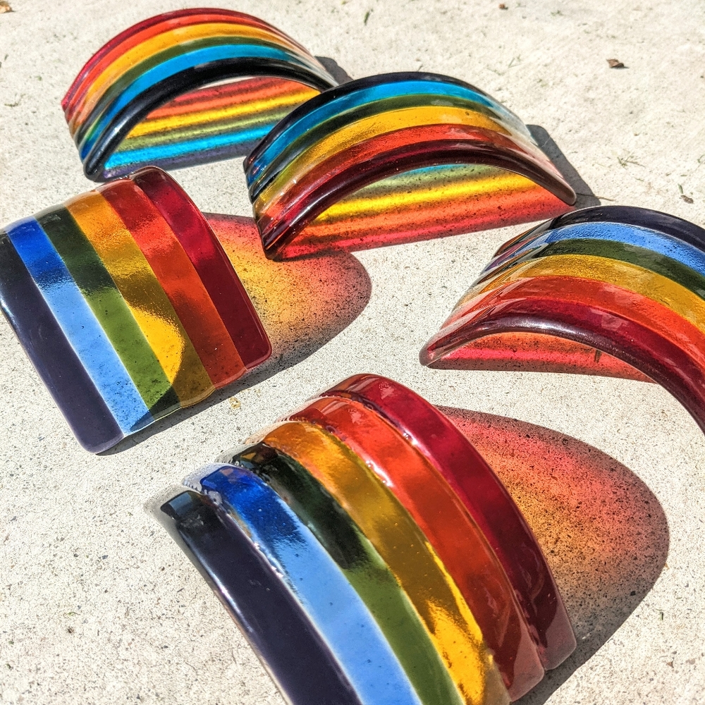 Handmade one of a kind Fused glass rainbow arch made by me